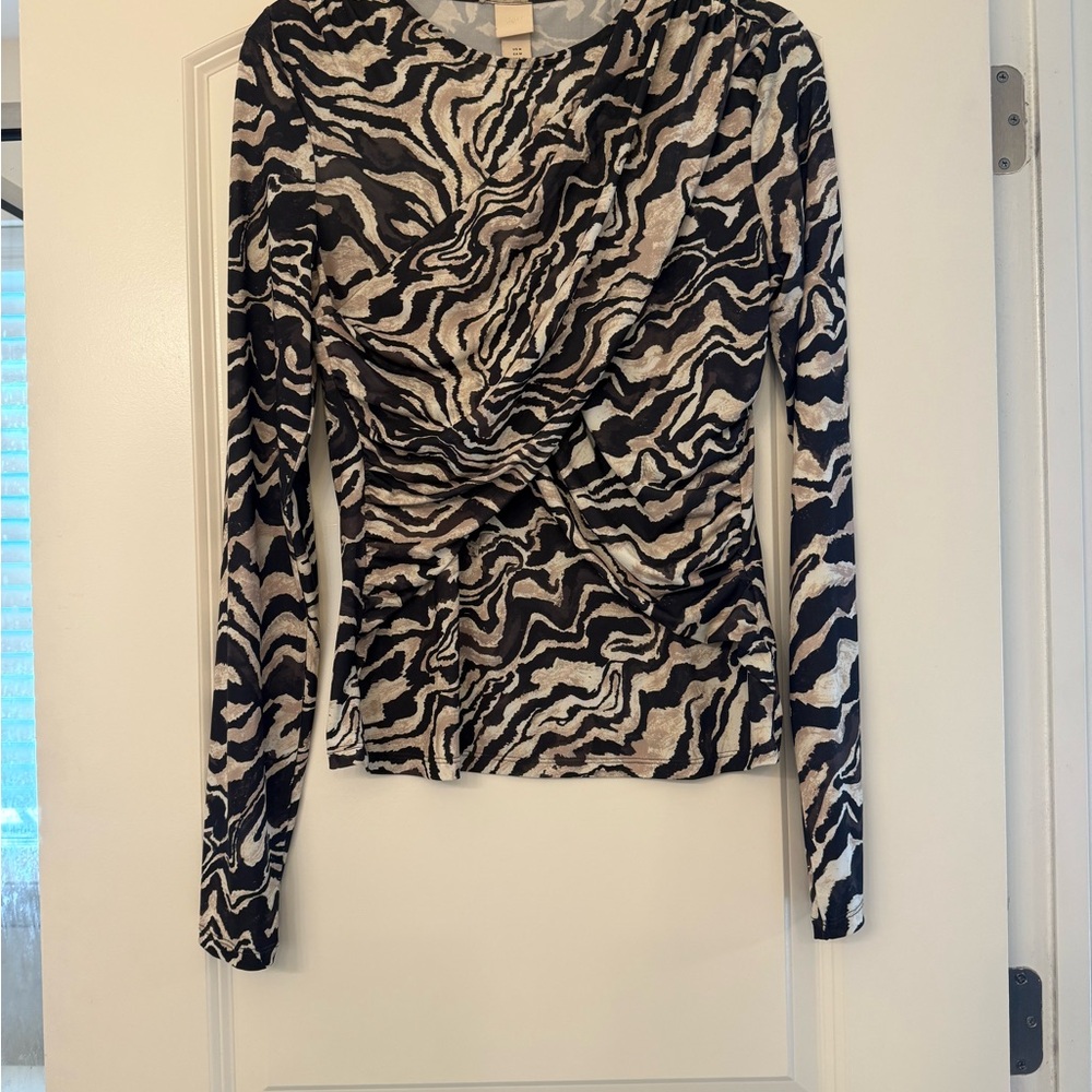 H&M Zebra Print Long Sleeve Top
